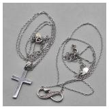 2- 925 SILVER CROSS & INFINITY CHAIN NECKLACES
