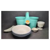 Small Double Bucket Planter in Turquoise, Corelle
