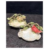 PAIR VINTAGE PORCELAIN BIRD TRINKET/JEWELRY