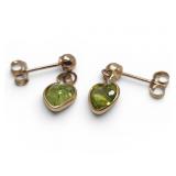 10k Gold & Peridot Heart Earrings