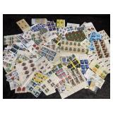 U.S. POSTAGE STAMPS PARTS OF SHEETS & SINGLES W/