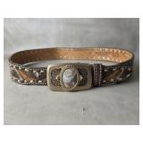 Western Style Belt W/ Agate Stone Buckle &