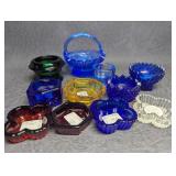 Antique Glass Open Salts , Salt Dips, Cellars