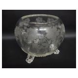Tiffin Crystal Coronet 3 Footed Rose Bowl