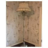 Antique Rembrandt Onyx / Jade & Brass Floor Lamp