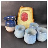 Hand Thrown Pottery w/ Signed Tray