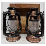 Pair of Battery Lanterns w/ Handcrafted Square