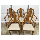 5 DINING ROOM ARM CHAIRS 2 CHAIR CUSHIONS HAVE