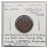 PATRIOTIC CIVIL WAR TOKEN NO DATE