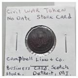 CIVIL WAR TOKEN NO DATE SCOTCH STORE
