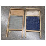 Pair of Old Washboards Cobalt Blue Enamel & Glass