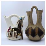 2- SAND PAINTED NATIVE AMERICAN WEDDING VASES
