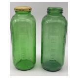 VINTAGE PAIR OF ANCHOR HOCKING GREEN GLASS