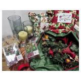 Lot of Christmas w/ Miscellaneous Items Wreath in