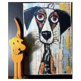 21" Vintage Wooden Doggie Doorstop and Artistic