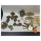 Antique Drawer Pulls, Lock, Hardware , Vintage