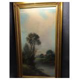 Original Chalk Landscape Painting Framed Under