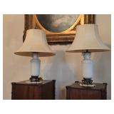 Pair of Antique Straw Glaze Chinese Vase Lamps