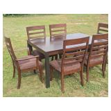 Modern Dining Table & Six Microsuede Chairs