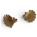 14k Gold Seashell Earrings