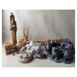 black bear family figurine Candle Holder Wood