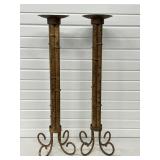 Pair 30 In. Tall Iron Candle Stands