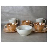 Fire-King D Handle Ivory / Custard Coffee Mugs &