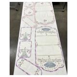 EMBROIDERED W/ LACE EDGE TABLE SETTINGS PURPLE