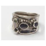Sterling Silver Ring W Amethyst Garnet & Citrine