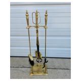 Vtg Brass Colored Fireplace Tool Set