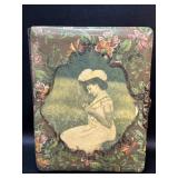 Victorian Photo Album w Woman , flower & velvet