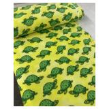 New Fleece Fabric Yellow w/ Green Turtles Over 4