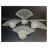 Fan Shape Snack Set of 4 Plates & Cups