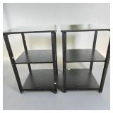2- BLACK END TABLES 23" HIGH, 15" WIDE & 11.5"