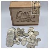 BOX OF COINS: 1971 IKE DOLLARS, 7- SILVER