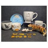 Cat Themed Lot, Relco Porcelain Tiger, Cat Mugs,
