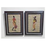 Pair Original African Paintings by Edward Muwayire
