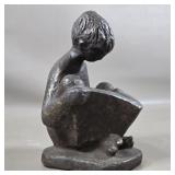 KATHY KLEIN SCULPTURE BOY READING BOOK