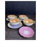 VINTAGE JAPANESE LUSTERWARE CUPS & SAUCERS