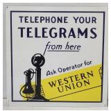 13" Western Union Telegrams Metal Sign