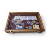 Shadow Box With Arkansas State Police Memorabilia