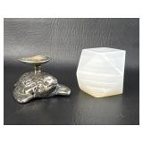 Silver Plate Turtle Incense Burner w/ Onyx