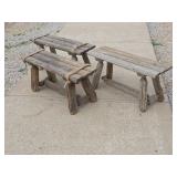 Three Raw Wood Benches