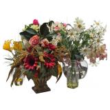 Artificial Floral Arrangements In Glass Vases +