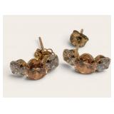 10k Gold Earrings W Clear & Amber Stone