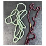 Pale Jade Bead ? Necklace 34ï¿½ï¿½ & Garnet ? Bead