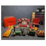 Vintage Toys, Toy Toaster, Toy Rotary Telephone,