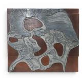 Vtg Letterpress Block Art Woman Wall Hanging