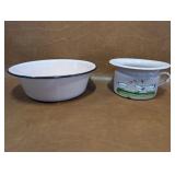 Vintage Childs Chamber Pot with Enameled Pan