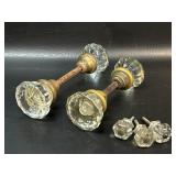 2 Antique Glass Doorknob Sets & 3 Knobs